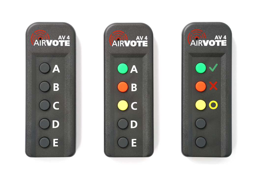 Tastenvarianten für AIRVOTE AV4 Handgeräte (Ja/Nein/Enthaltung) AIRVOTE AV4 Handgeräte Varianten: Standard A-E, farbkodierte Tasten und Ja-Nein-Symbole